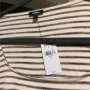 Nwt Express Striped Knot-Detail Midi Dress - Cream & Black